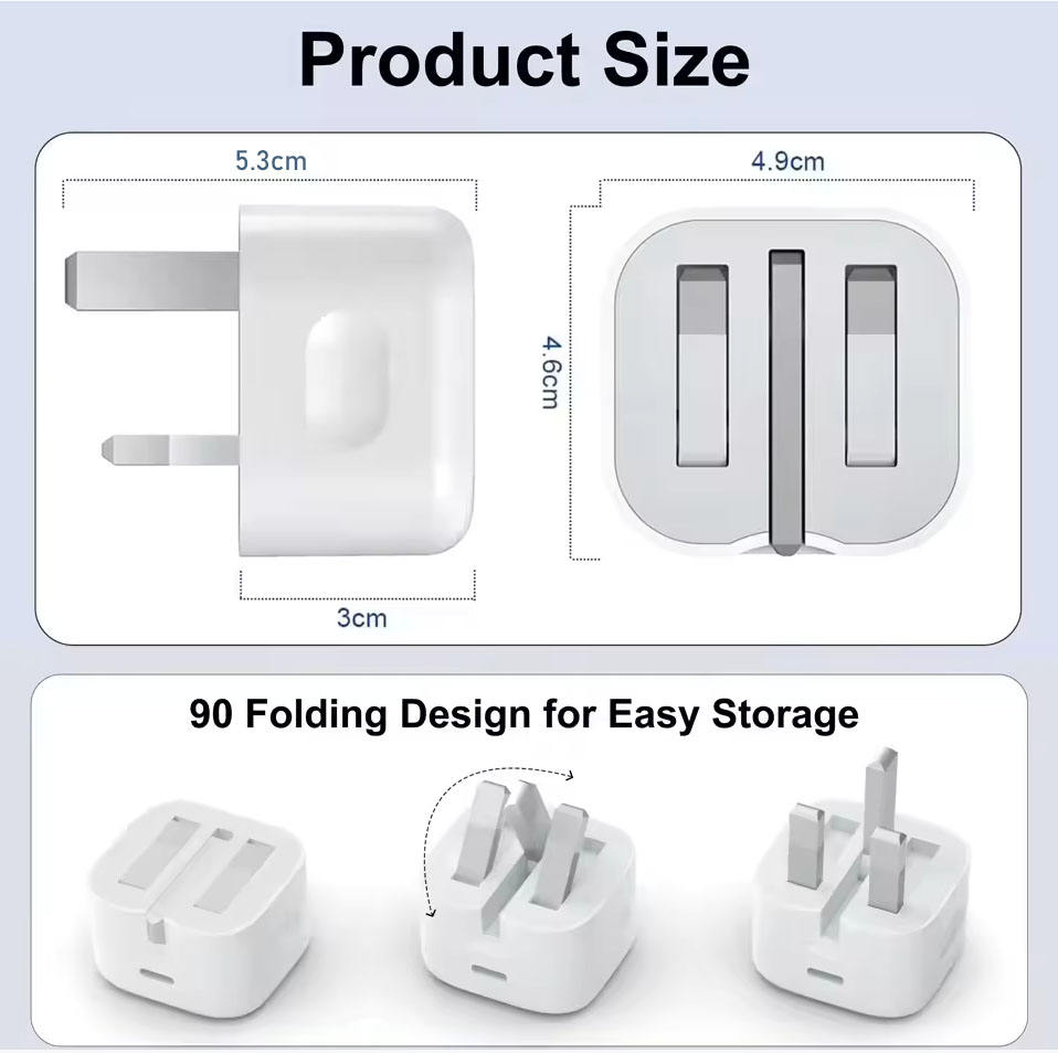 Super Fast Charging 20W Foldable Power Adapter Type C