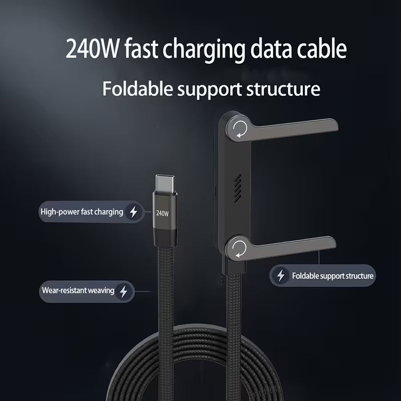 حامل غير مرئي وكابل شحن سريع USB-C 2 في 1