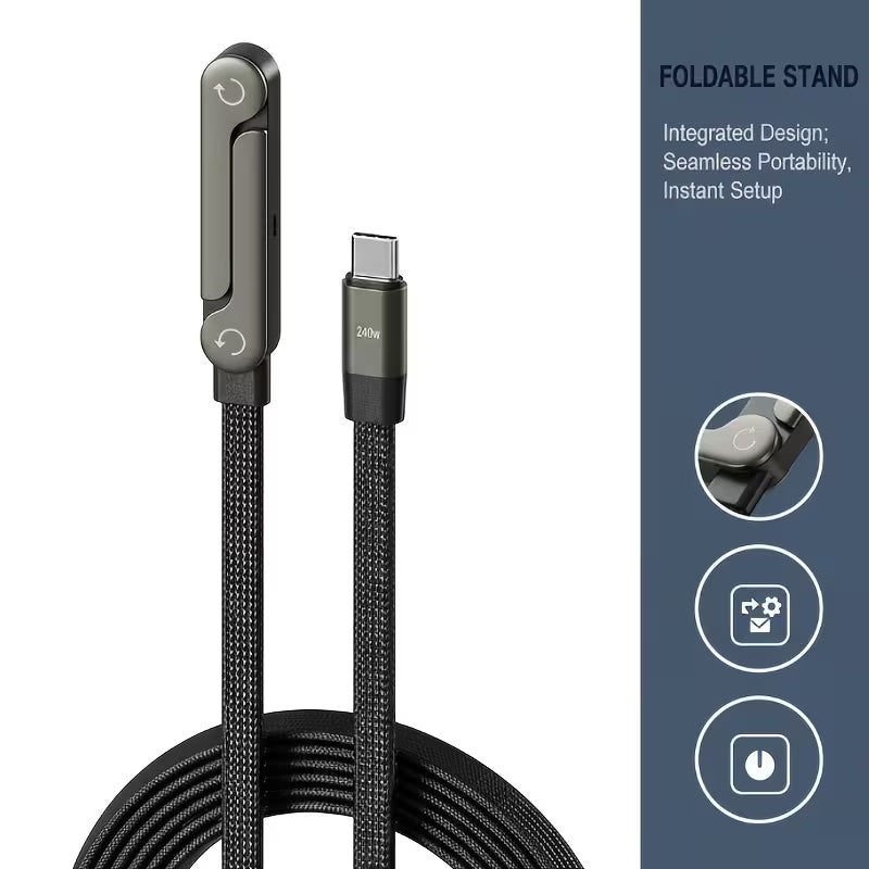 حامل غير مرئي وكابل شحن سريع USB-C 2 في 1