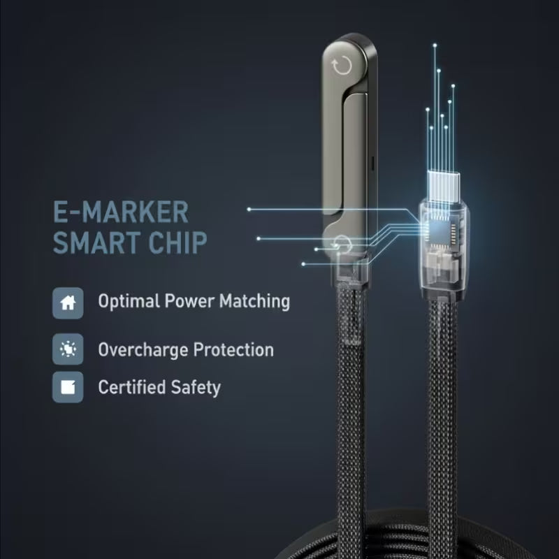 حامل غير مرئي وكابل شحن سريع USB-C 2 في 1